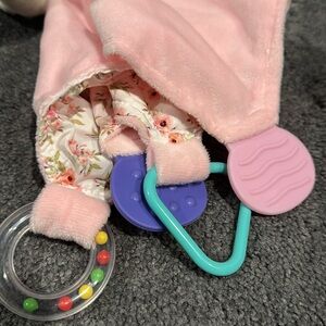 Modern Baby Baby Elephant Pink Floral Baby Ring Rattle Toy Baby Lovey NWOT